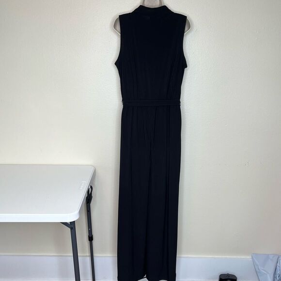 Lane Bryant Black Jumpsuit Sleeveless Wide Leg Belted Button Front Women 14/16 - Picture 15 of 15